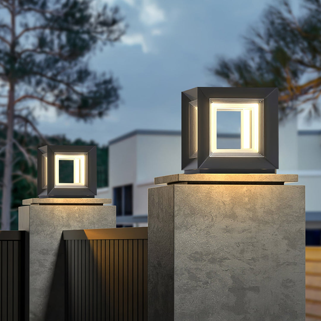 Ljus Kub Utomhus Postlampa