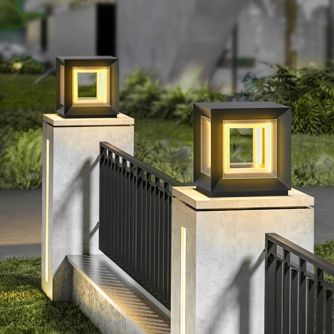 Ljus Kub Utomhus Postlampa