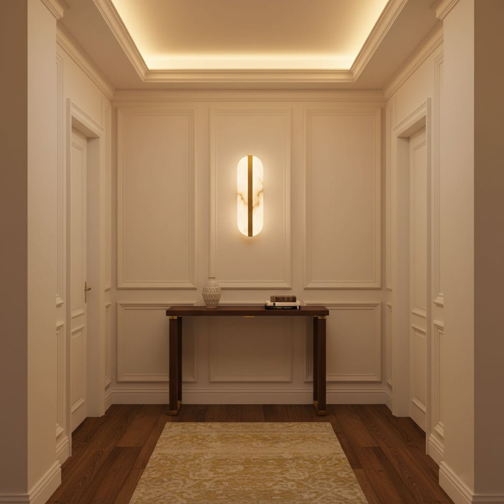 Lång Ellips Alabaster Vägglampa