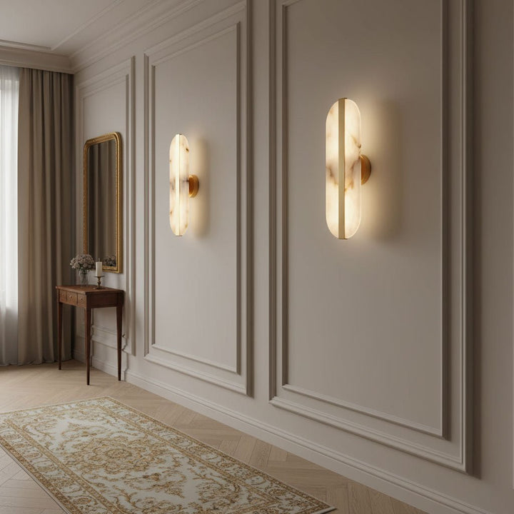 Lång Ellips Alabaster Vägglampa