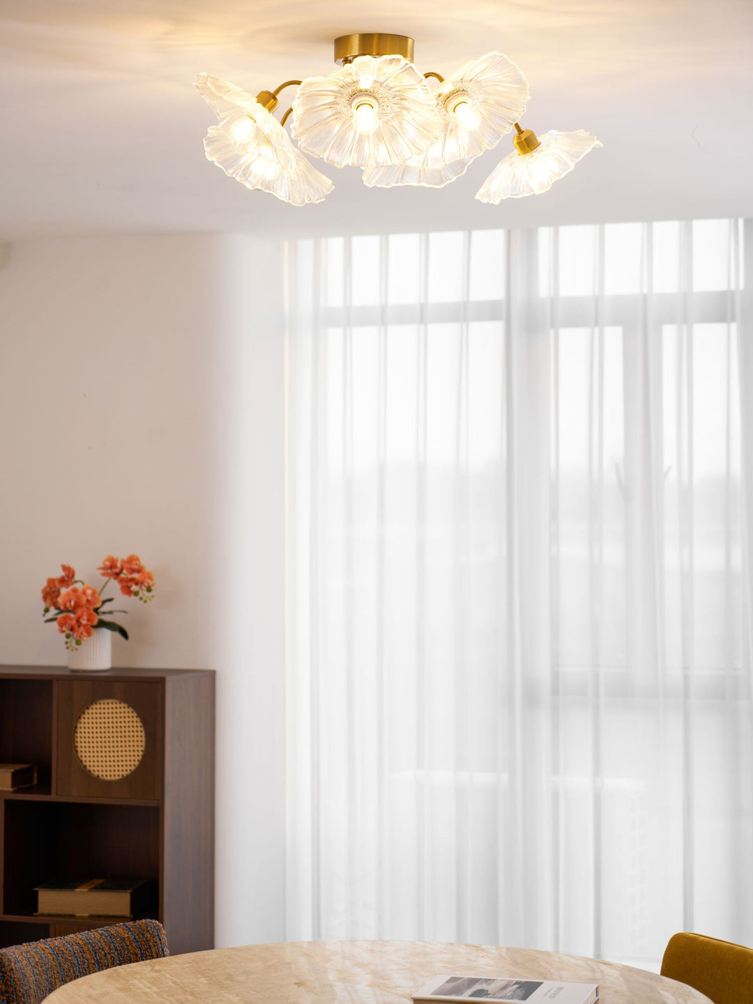 Lotus Leaf Glass Ceiling Lamp