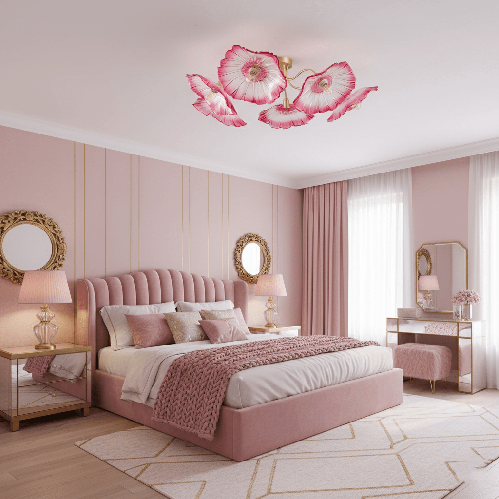 Lotus Leaf Glass Ceiling Lamp