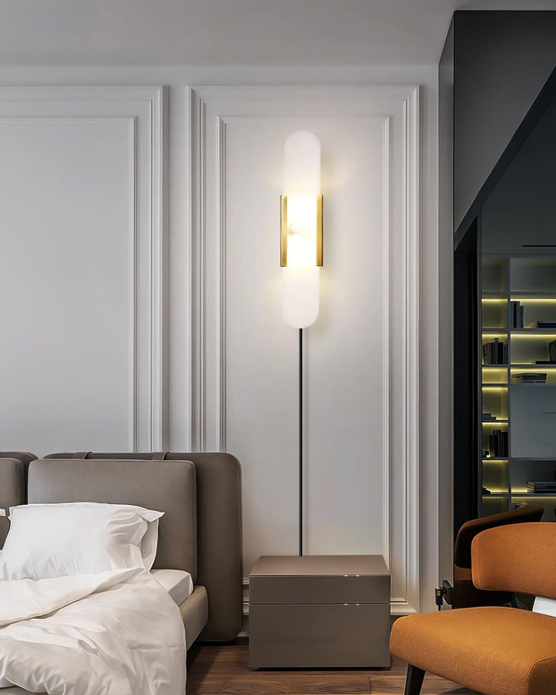 Avlång Alabaster Vägglampa med Stickkontakt