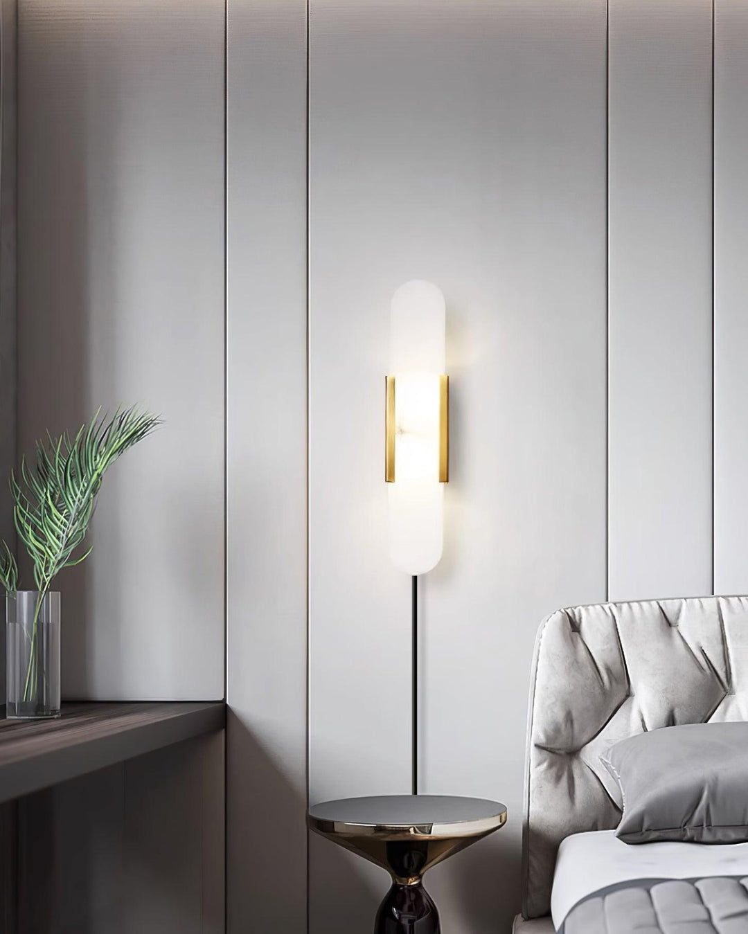 Avlång Alabaster Vägglampa med Stickkontakt