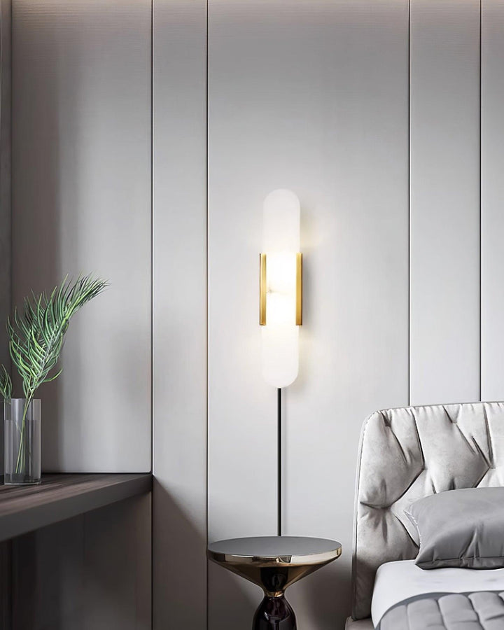 Avlång Alabaster Vägglampa med Stickkontakt