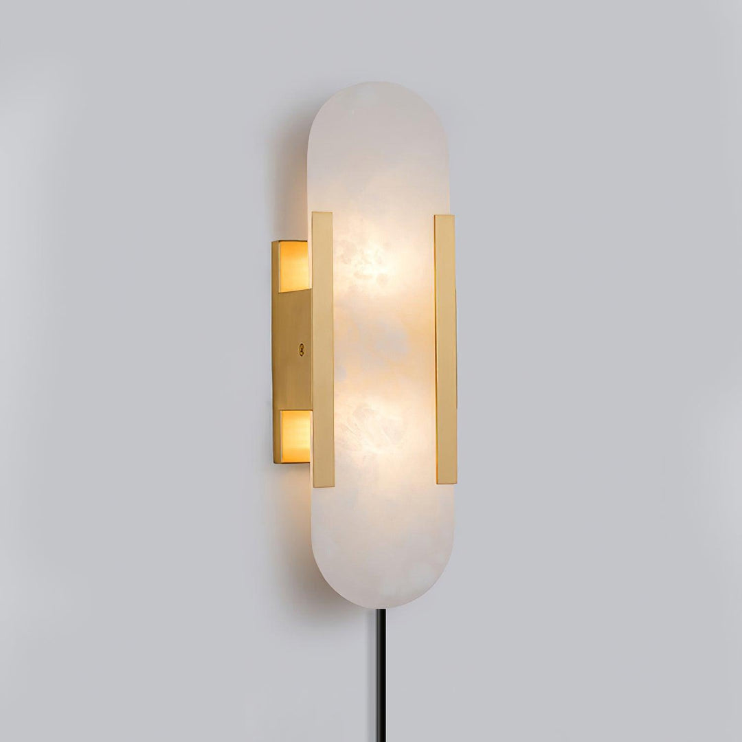 Avlång Alabaster Vägglampa med Stickkontakt