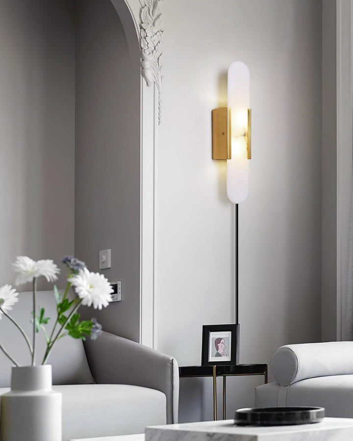 Avlång Alabaster Vägglampa med Stickkontakt