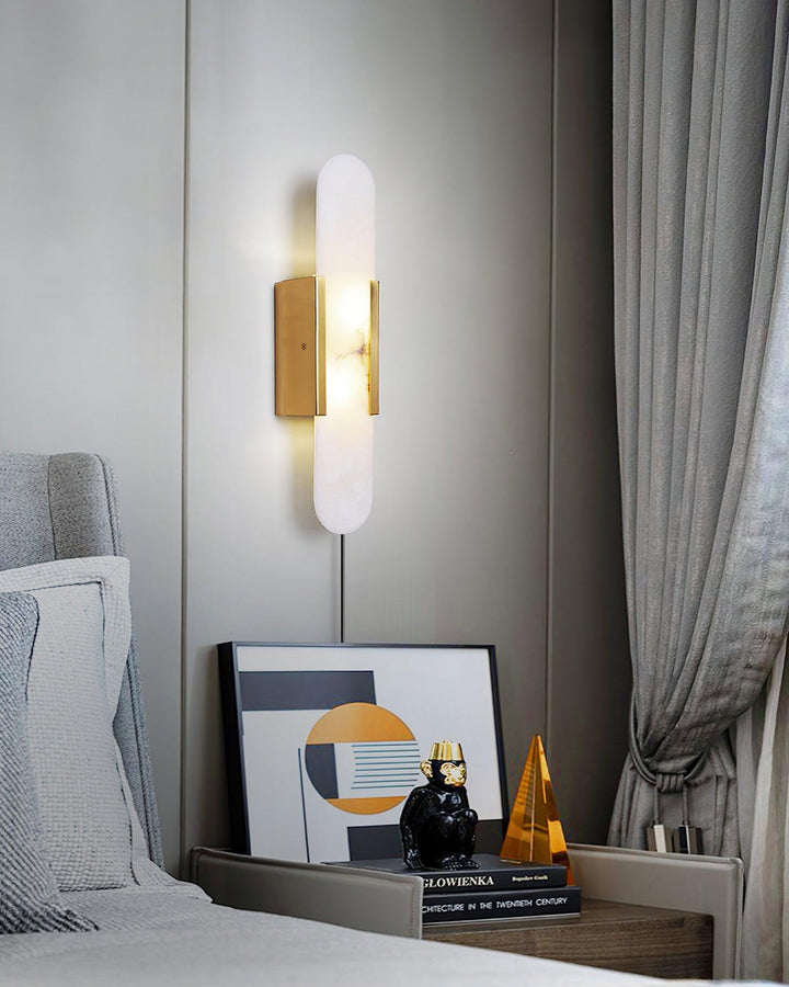 Avlång Alabaster Vägglampa med Stickkontakt