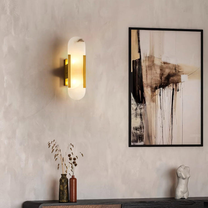 Avlång Alabaster Vägglampa med Stickkontakt