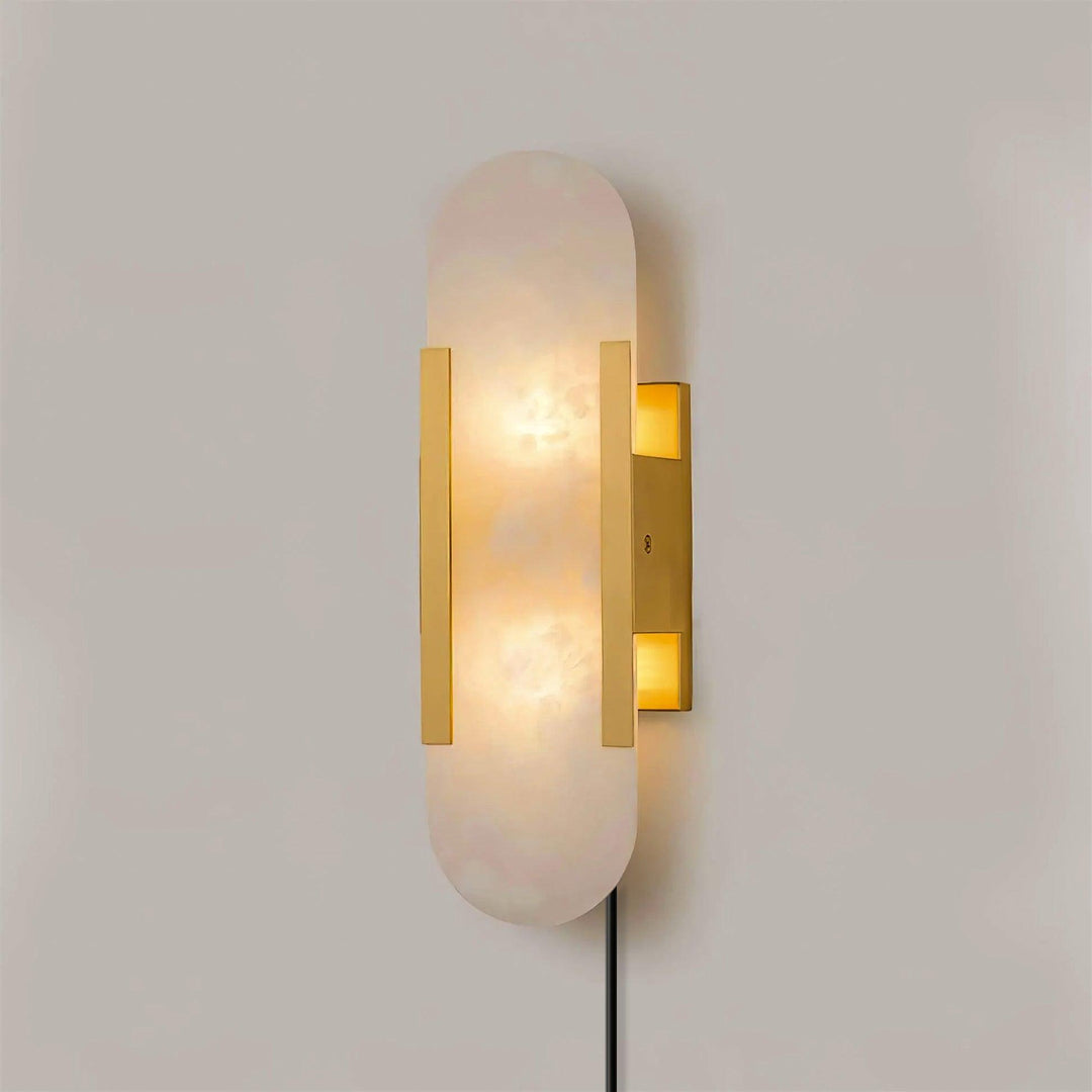 Avlång Alabaster Vägglampa med Stickkontakt