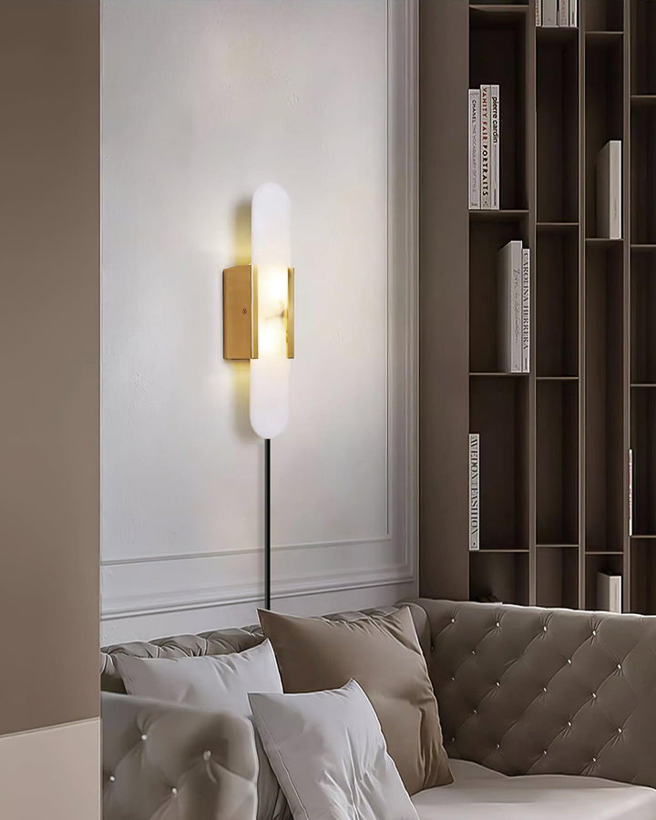 Avlång Alabaster Vägglampa med Stickkontakt