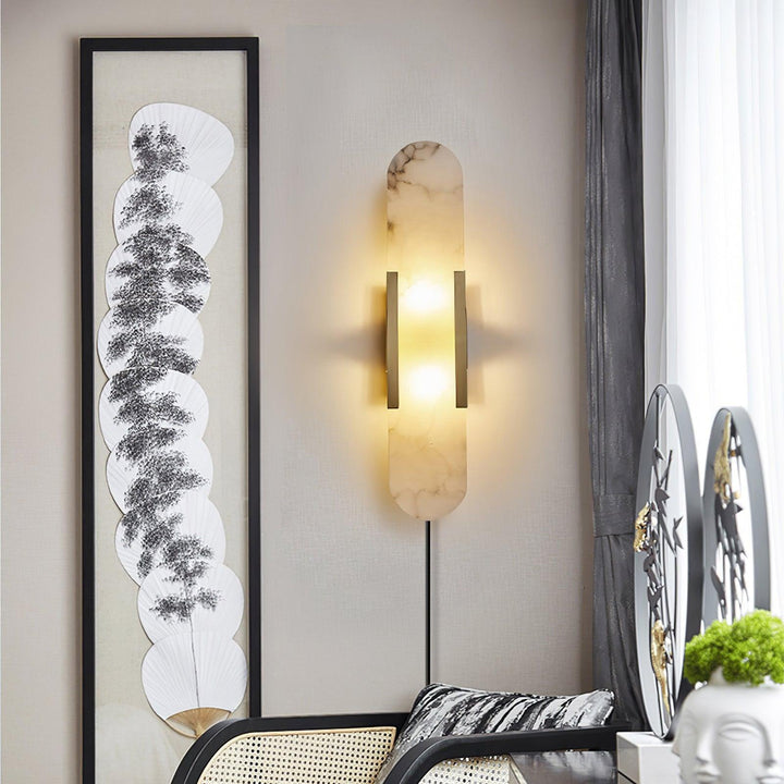 Avlång Alabaster Vägglampa med Stickkontakt