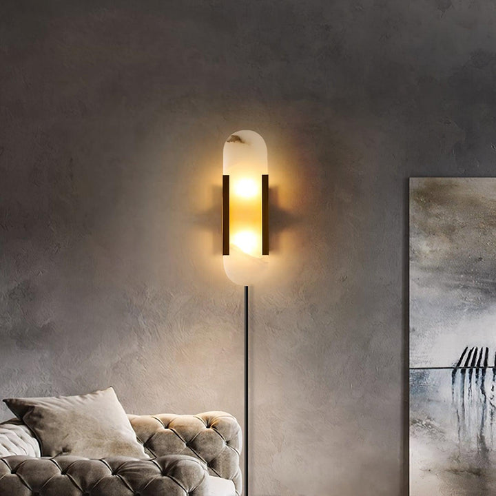 Avlång Alabaster Vägglampa med Stickkontakt