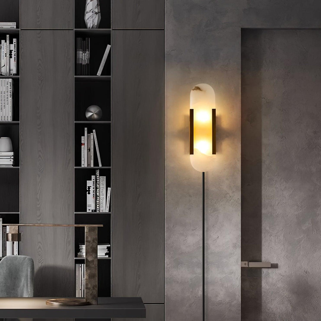 Avlång Alabaster Vägglampa med Stickkontakt