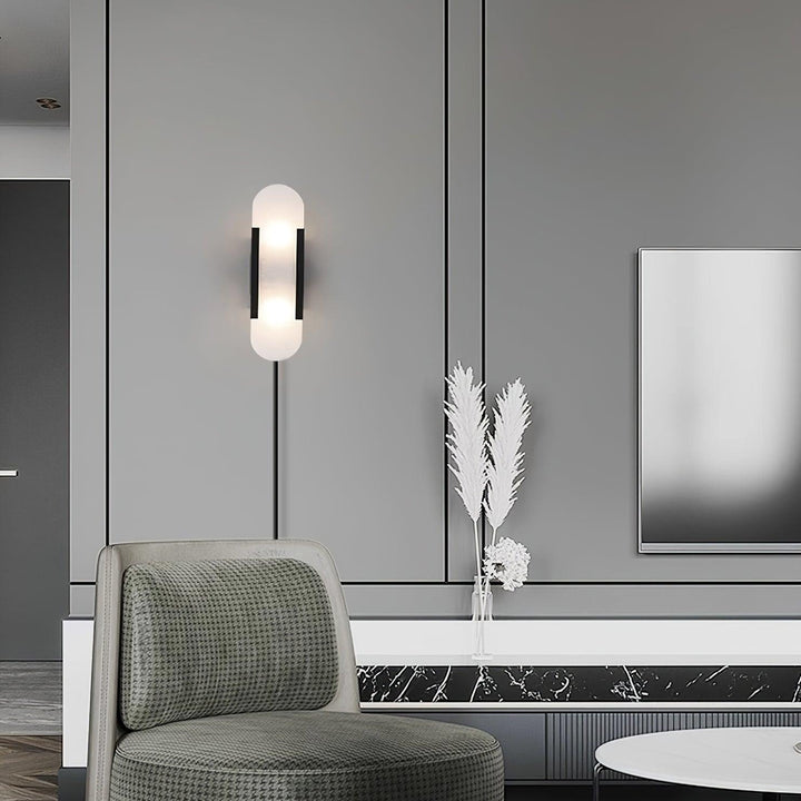 Avlång Alabaster Vägglampa med Stickkontakt