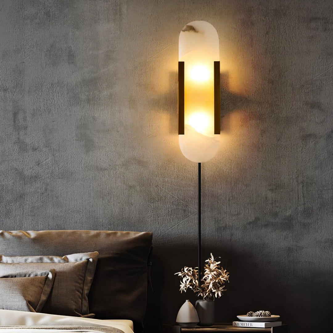 Avlång Alabaster Vägglampa med Stickkontakt