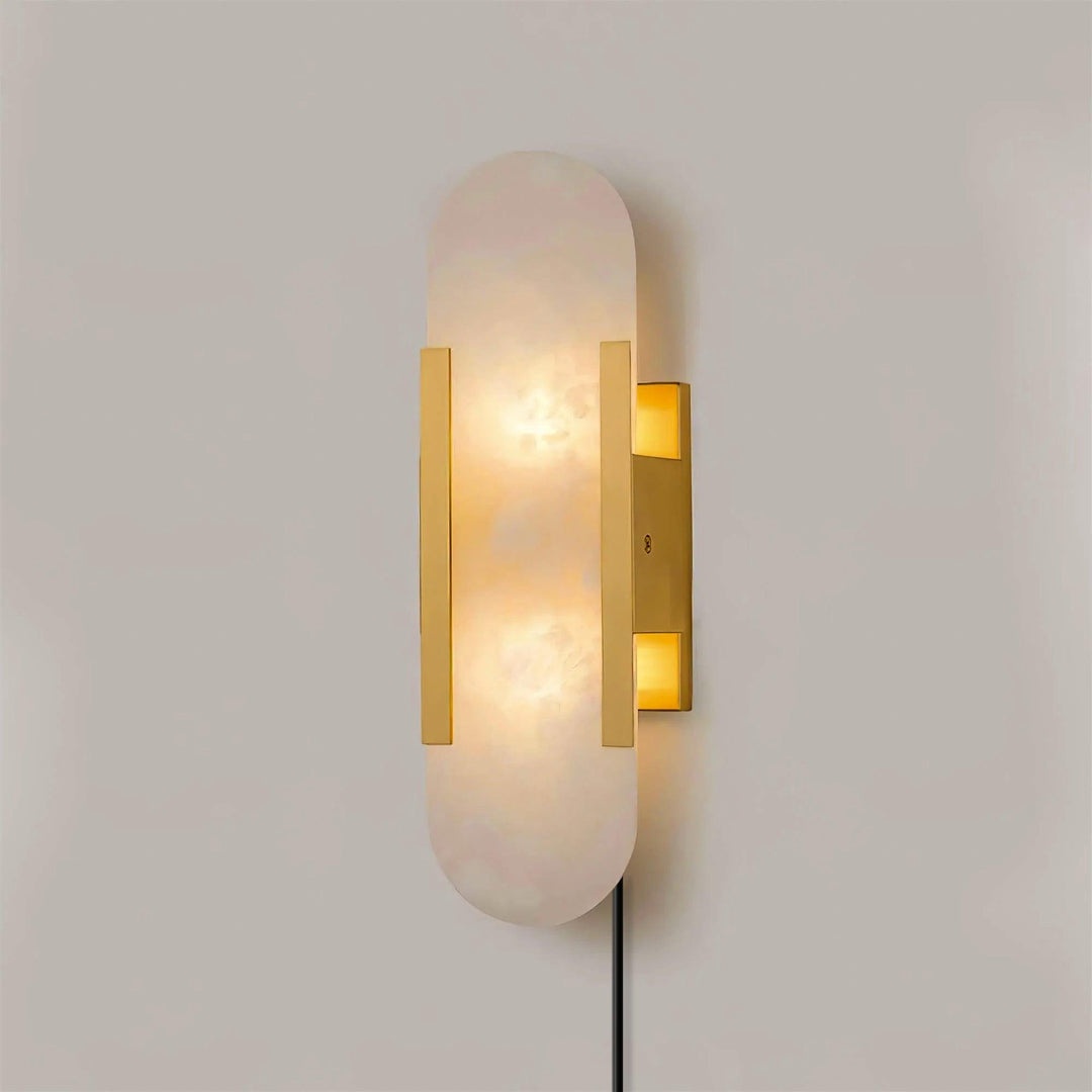Avlång Alabaster Vägglampa med Stickkontakt