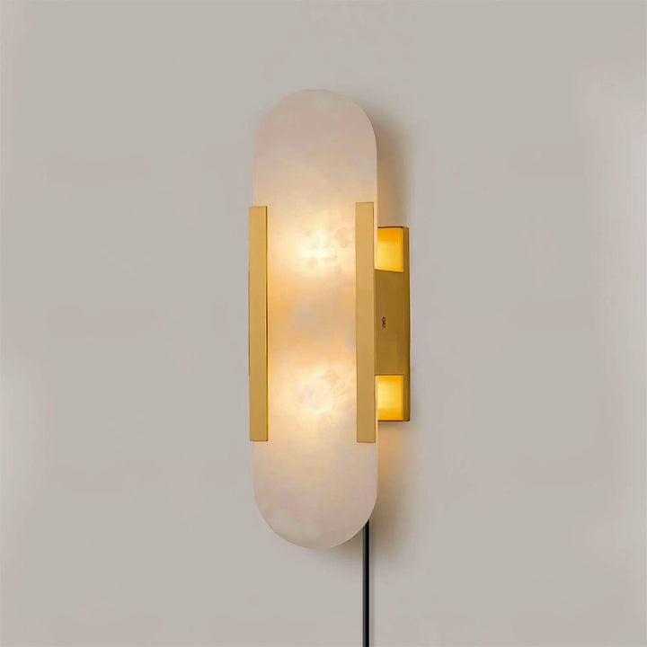 Avlång Alabaster Vägglampa med Stickkontakt