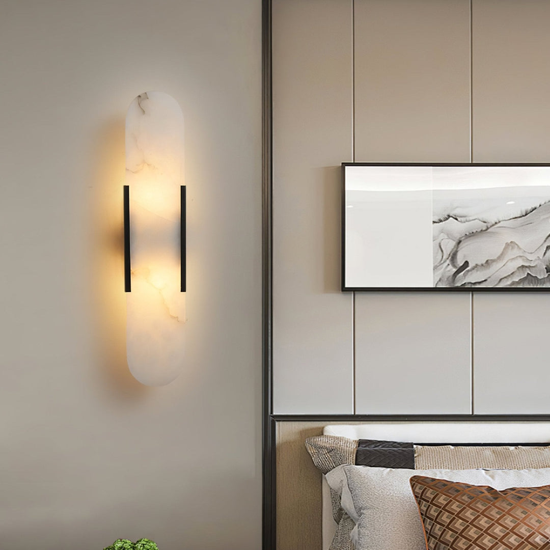 Avlång Alabaster Vägglampa med Stickkontakt