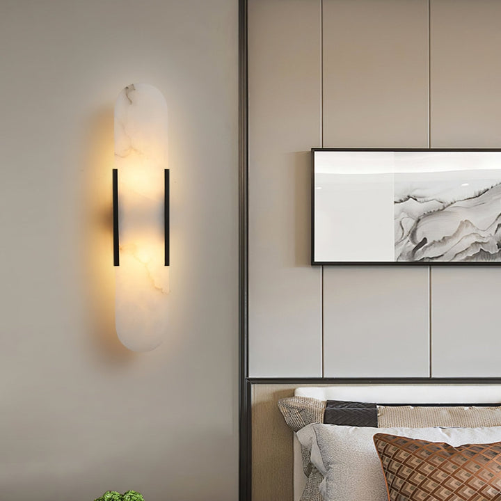 Avlång Alabaster Vägglampa med Stickkontakt