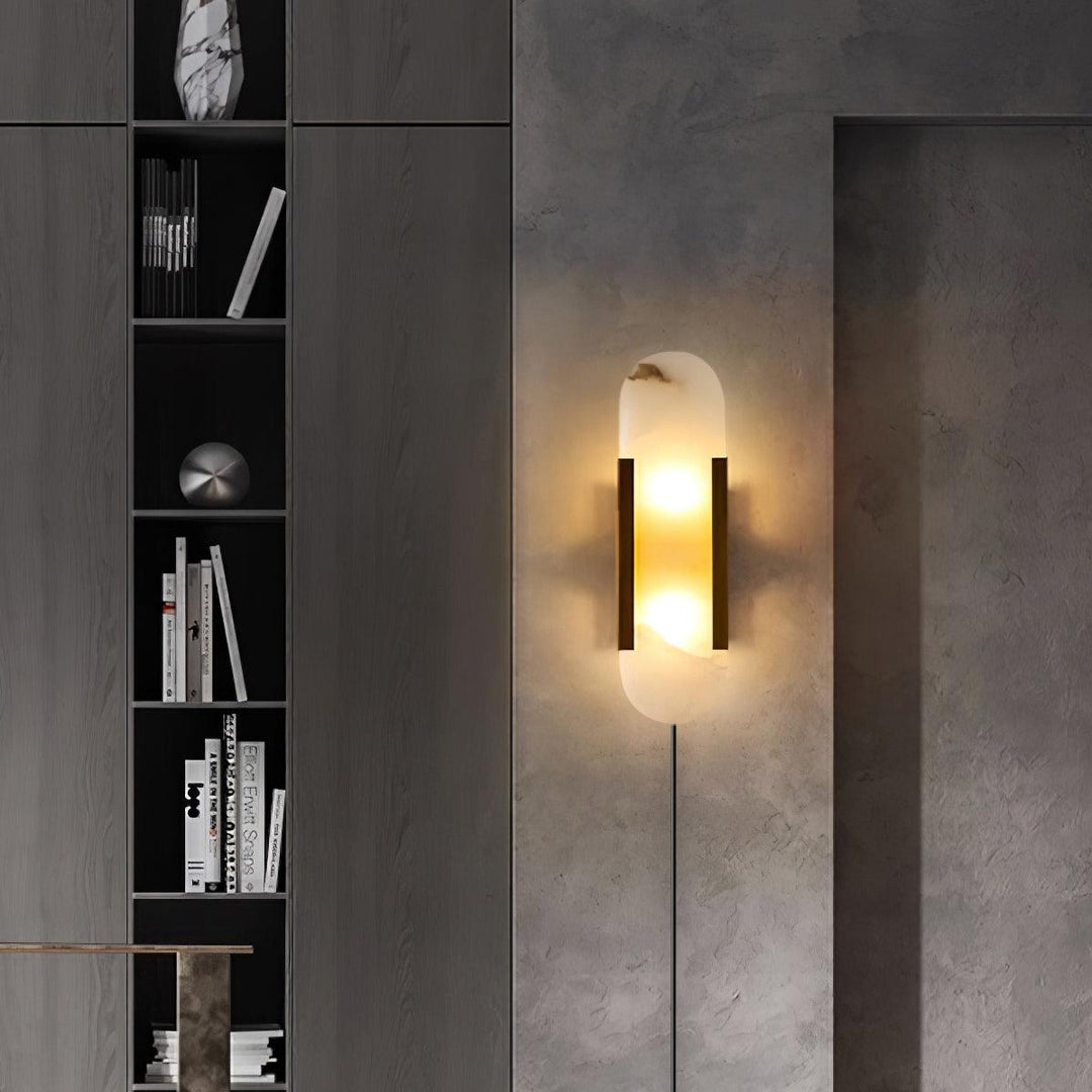 Avlång Alabaster Vägglampa med Stickkontakt