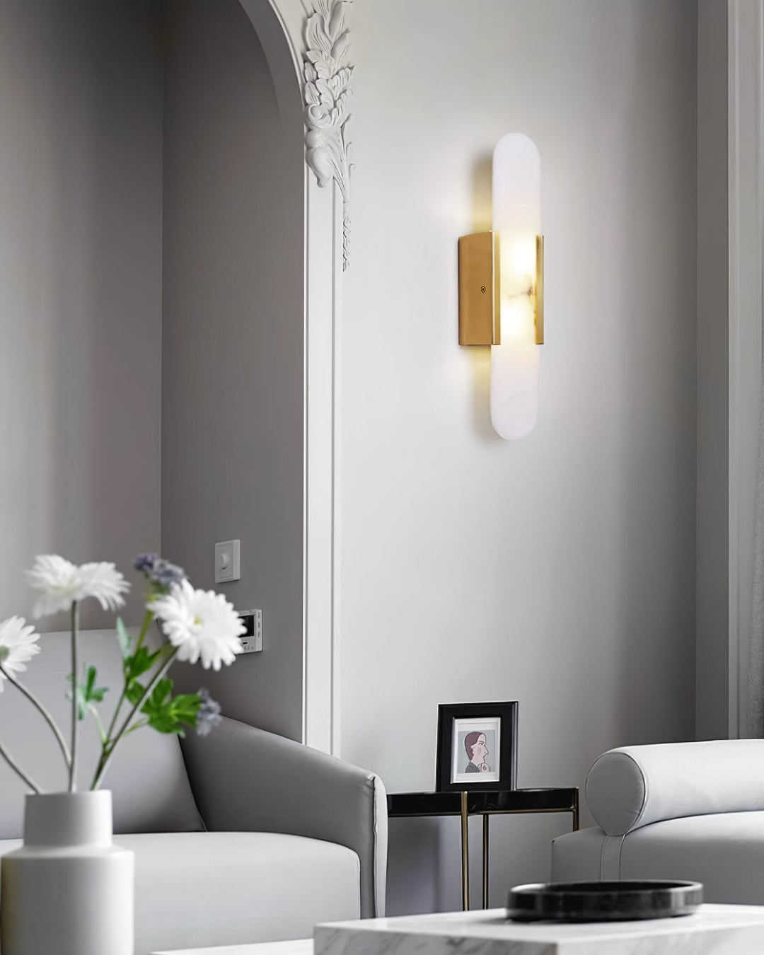 Avlång Alabaster Vägglampa