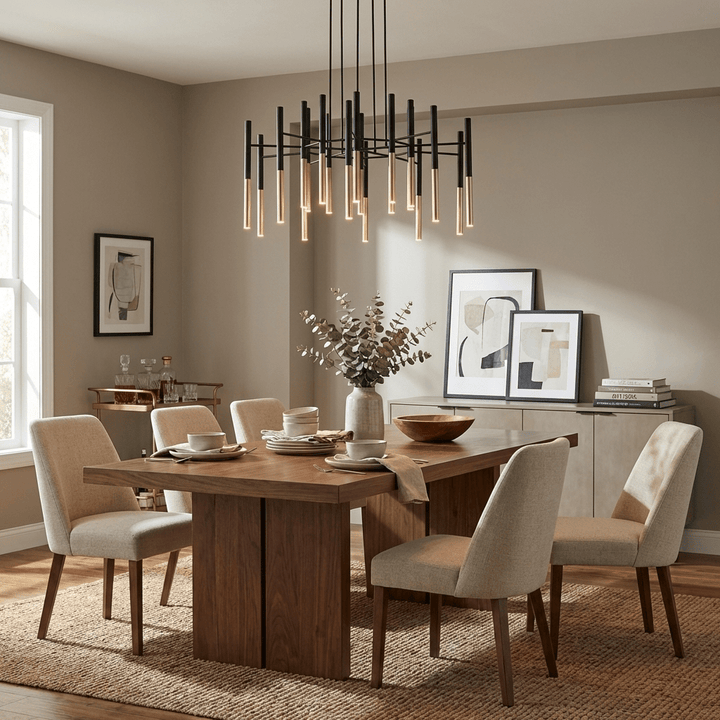 Metallrör Chandelier
