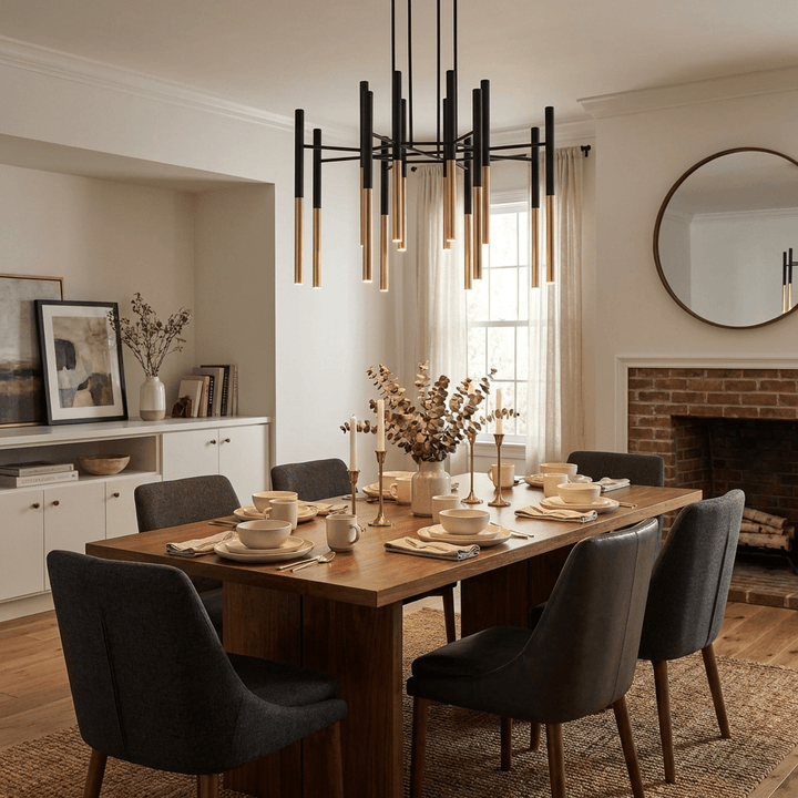 Metallrör Chandelier