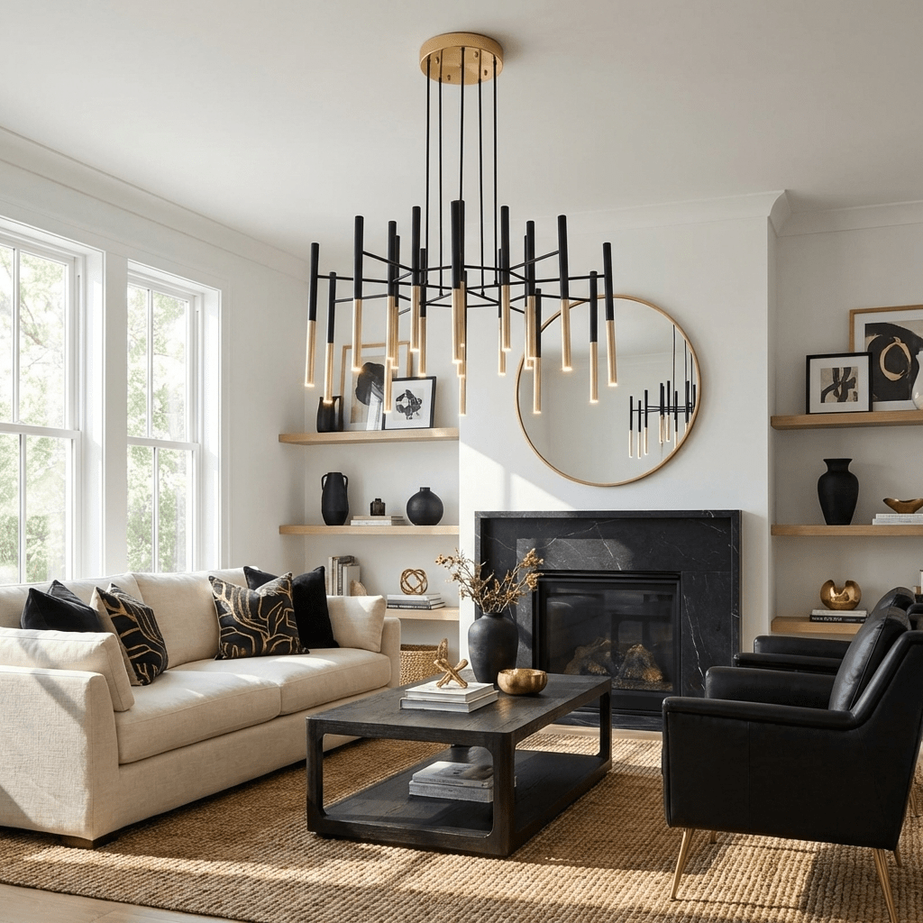 Metallrör Chandelier