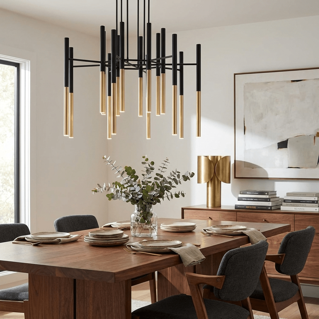 Metallrör Chandelier