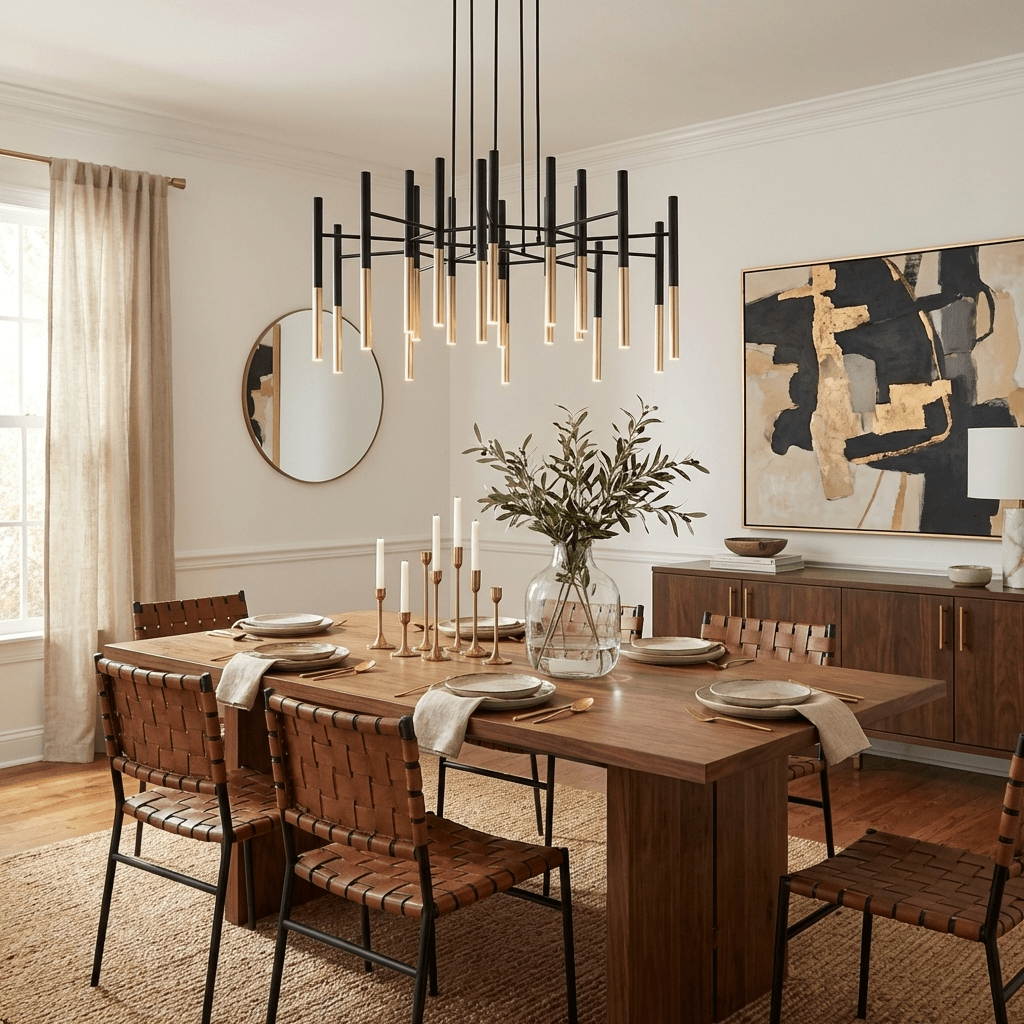 Metallrör Chandelier