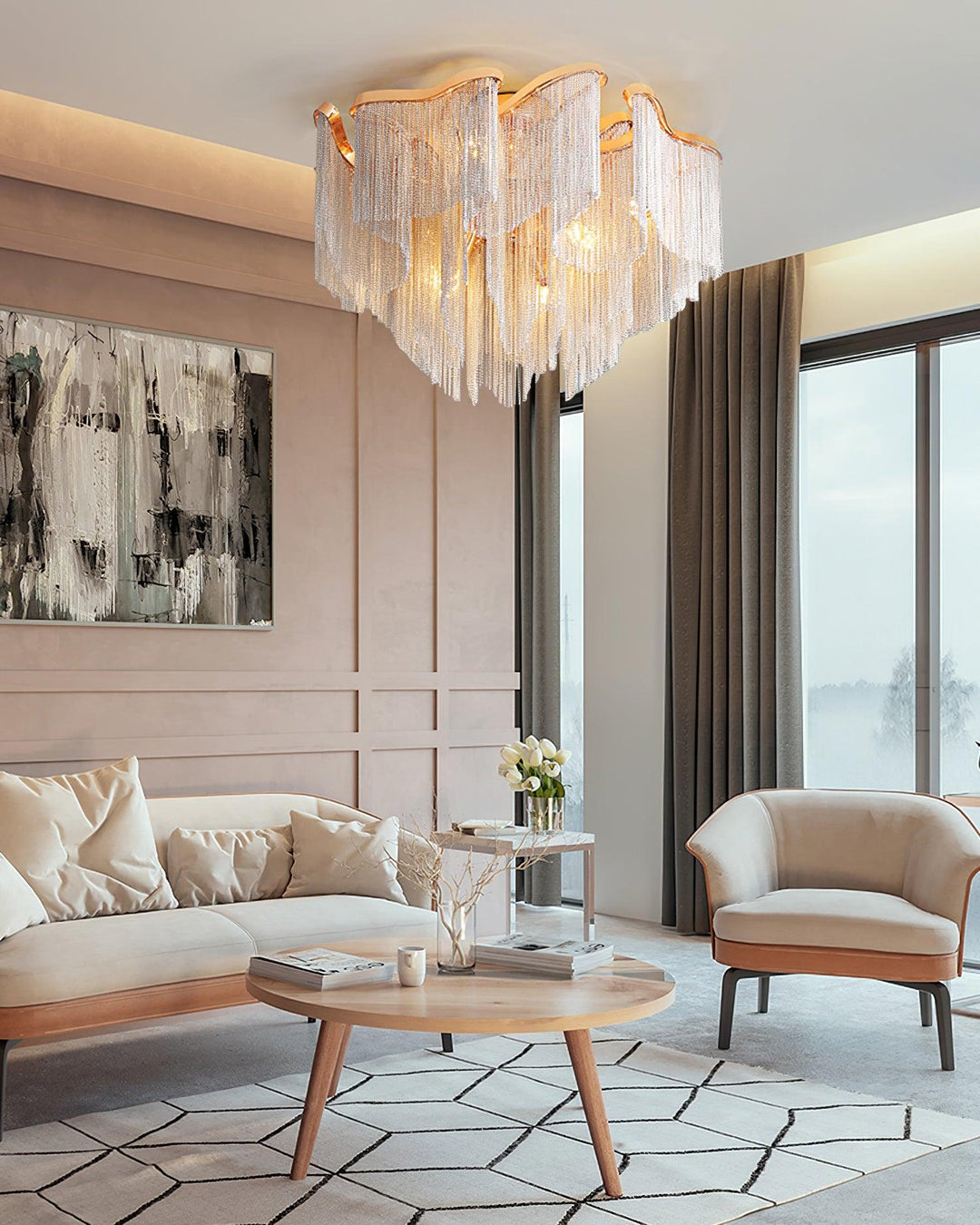 Modern Fringed Taklampa