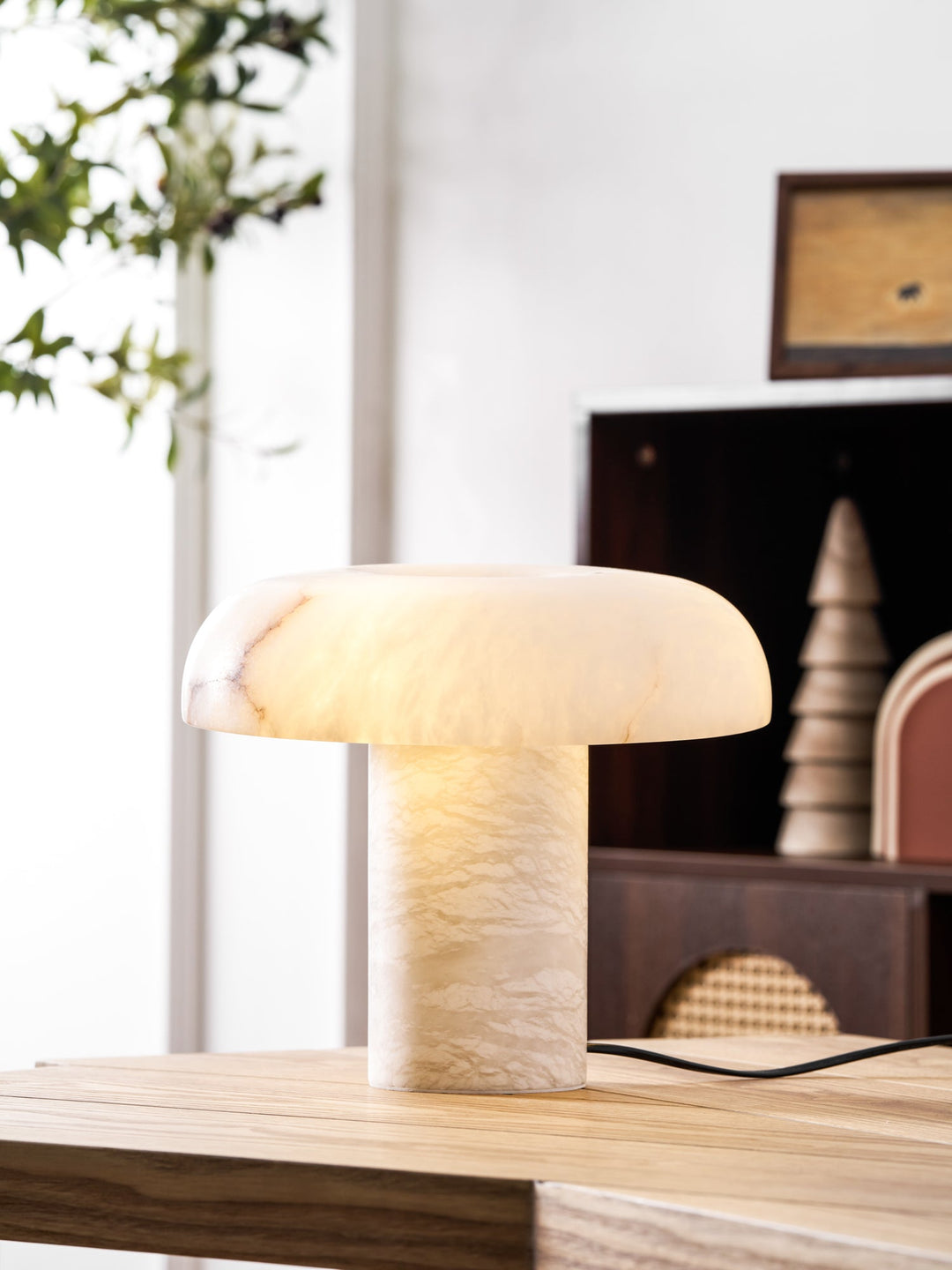 Svamp Typ Alabaster Bordslampa
