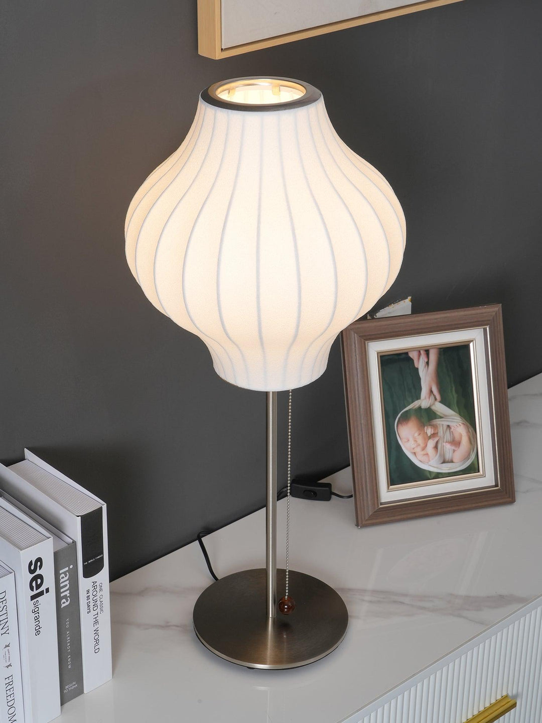 Faux Silk Bubble Bordslampa