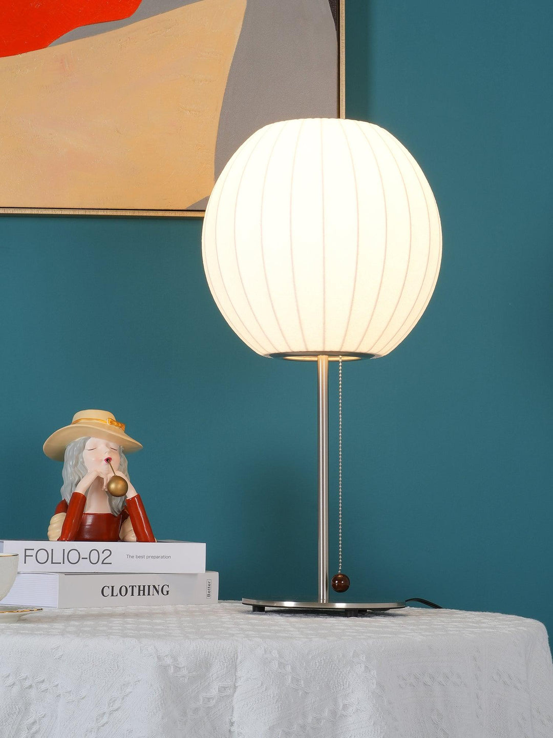 Faux Silk Bubble Bordslampa