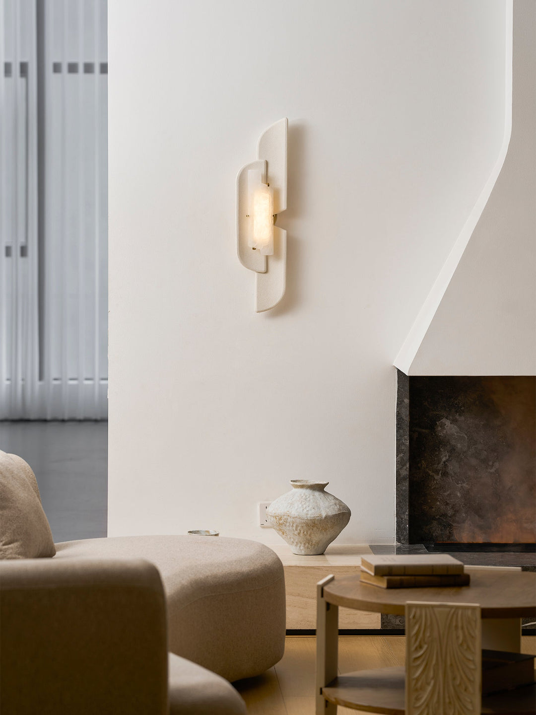 Skulpterad Alabaster Vägglampa