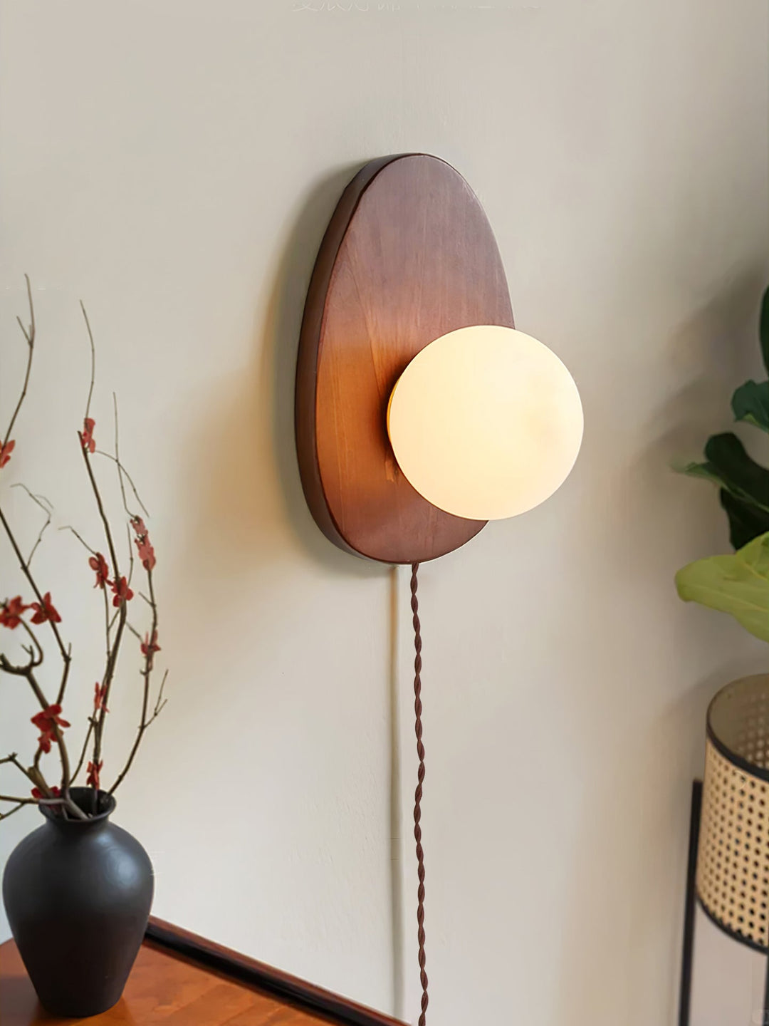 Orba Valnöt Plug-in Vägglampa