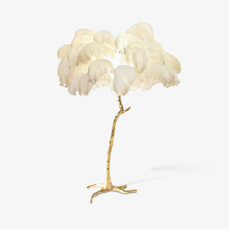 Strutsfjäder Golvlampa i Mässing