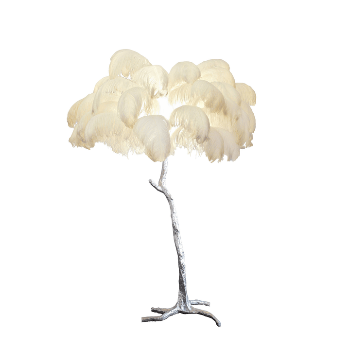 Strutsfjäder Golvlampa i Mässing