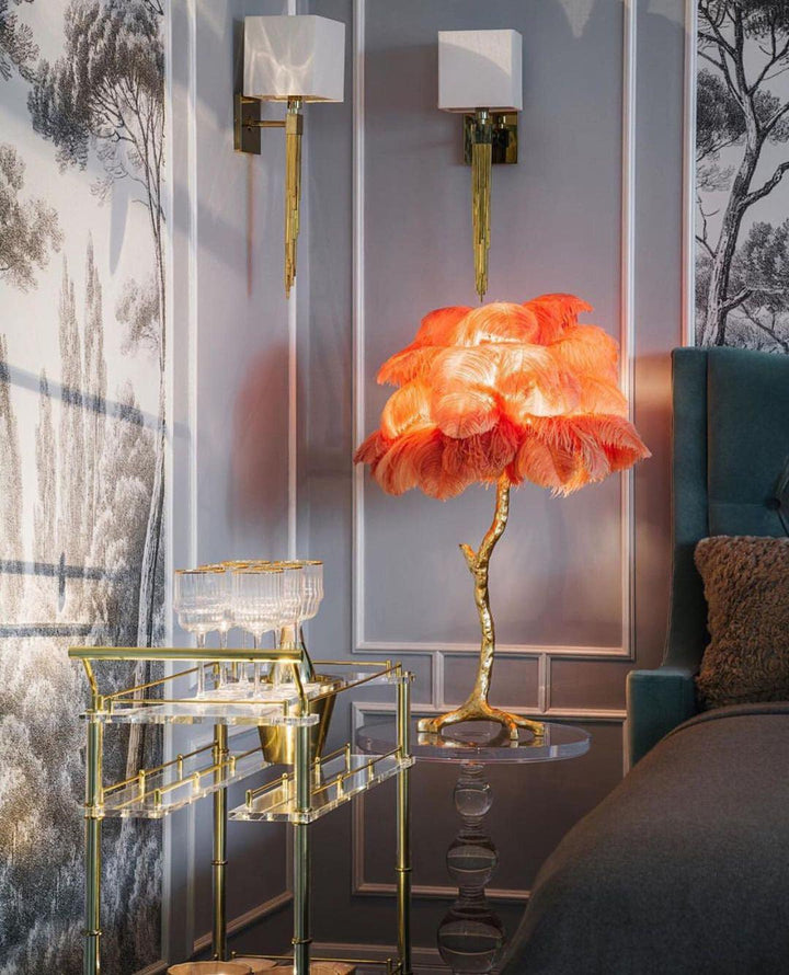 Strutsfjäder Bordslampa