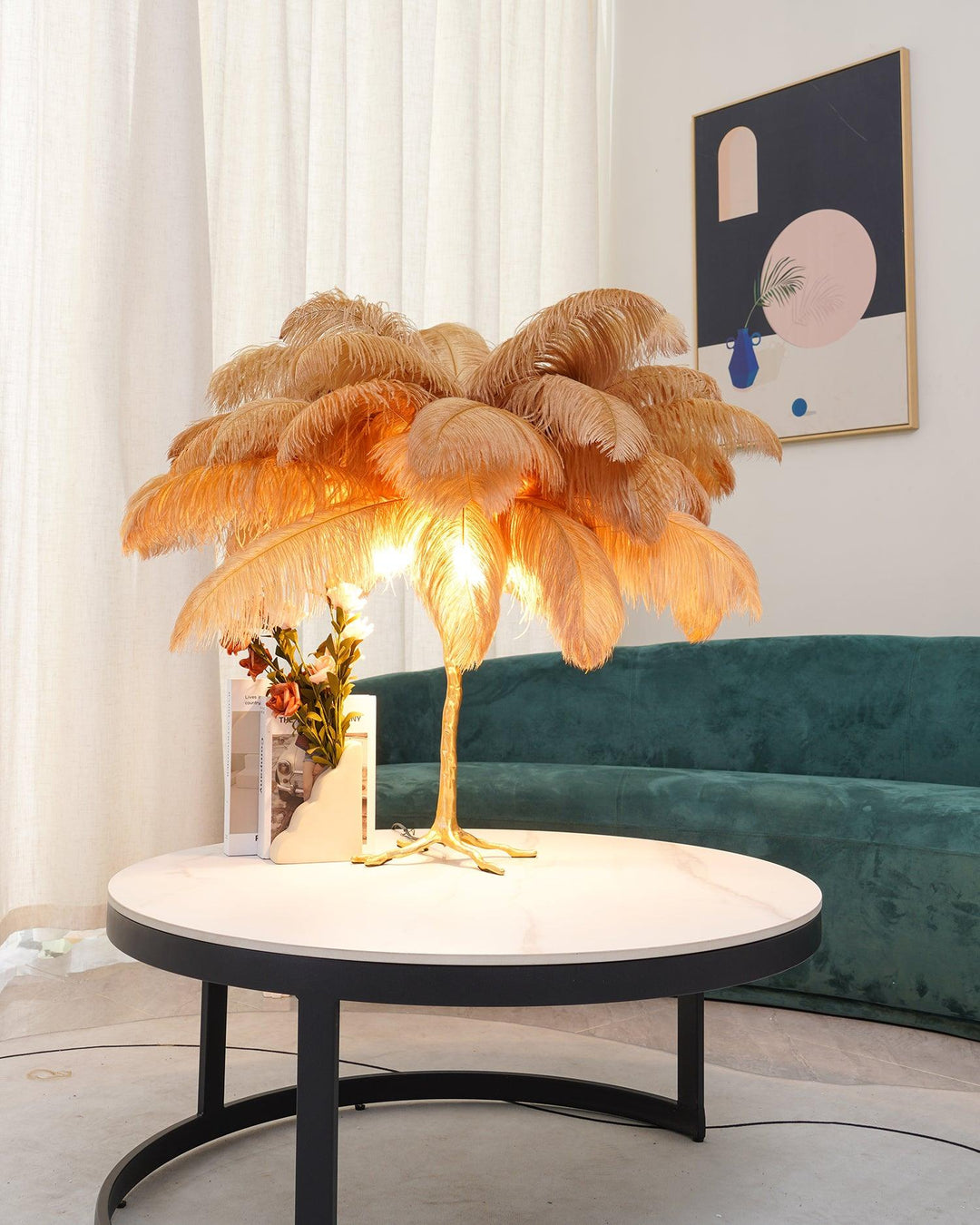 Strutsfjäder Bordslampa