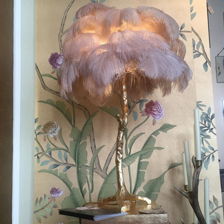 Strutsfjäder Bordslampa