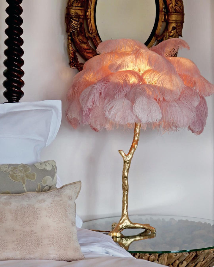 Strutsfjäder Bordslampa
