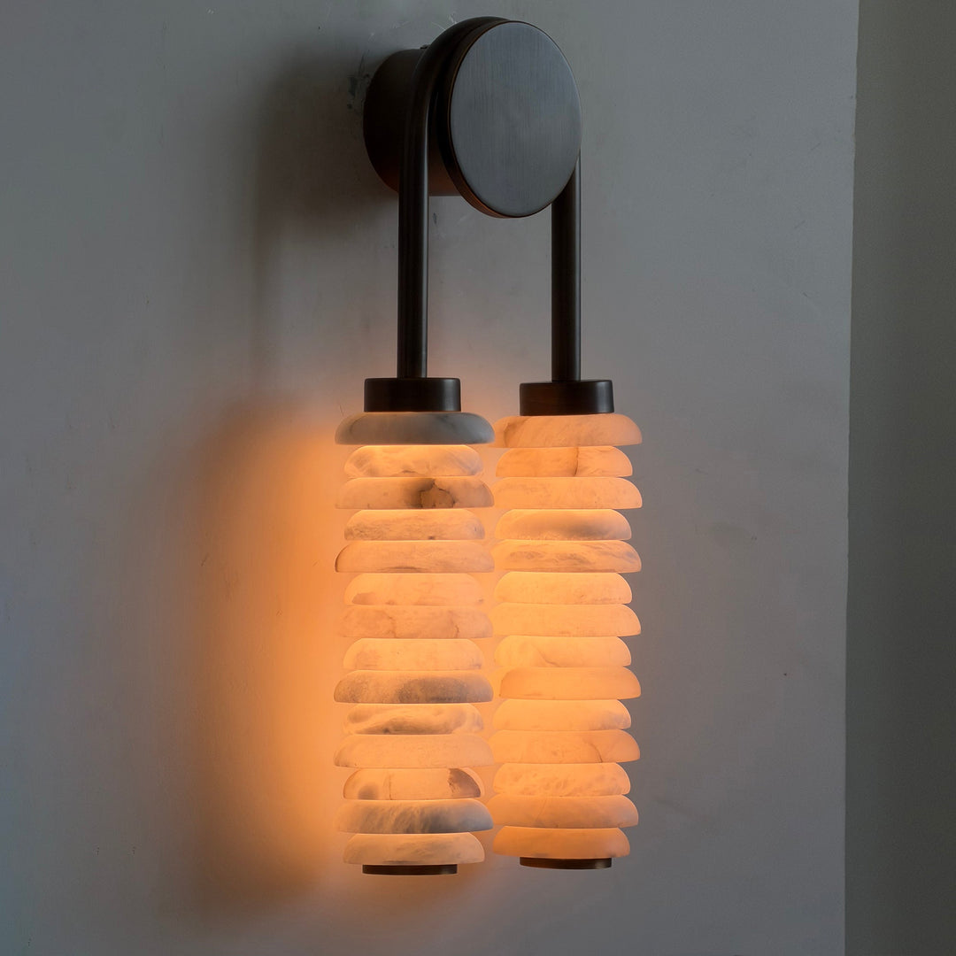 Calla Ribbed Alabaster Vägglampa