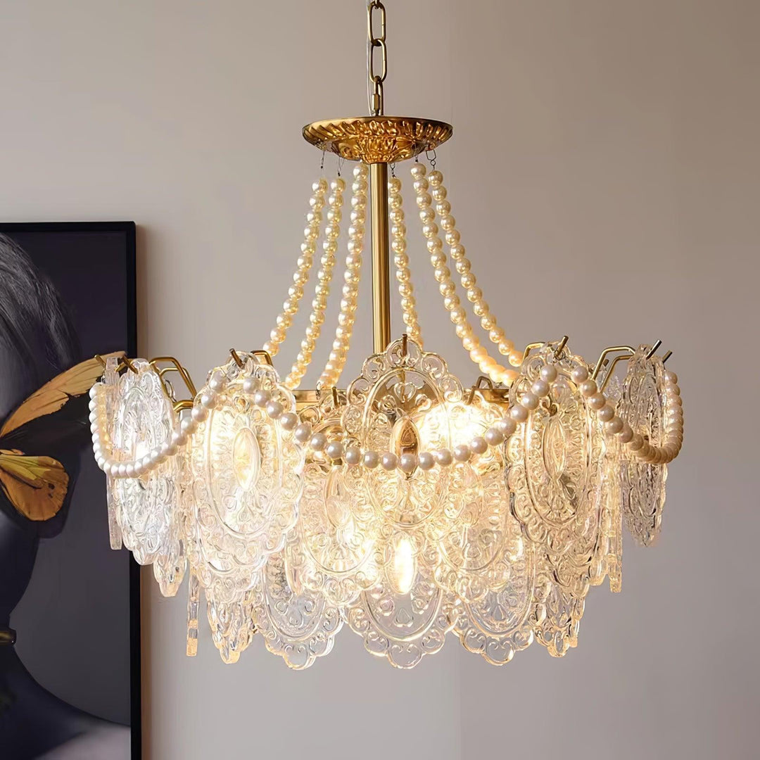 Pärlor Glas Kandelaber
