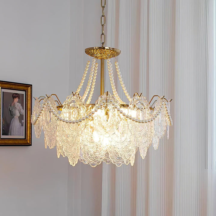 Pärlor Glas Kandelaber