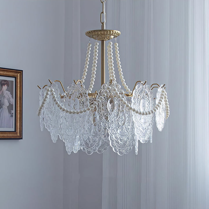 Pärlor Glas Kandelaber