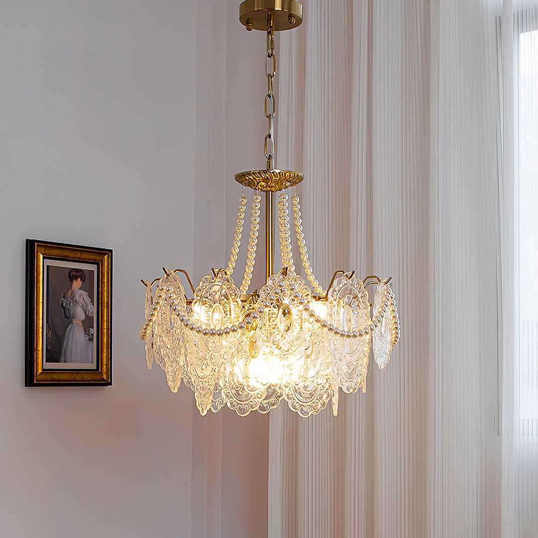 Pärlor Glas Kandelaber