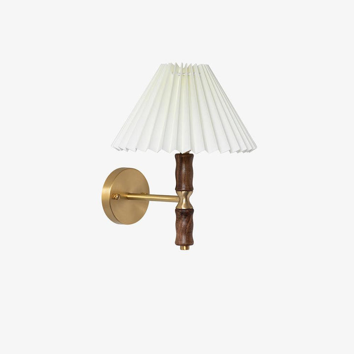 Plisserad Valnöt Vägglampa