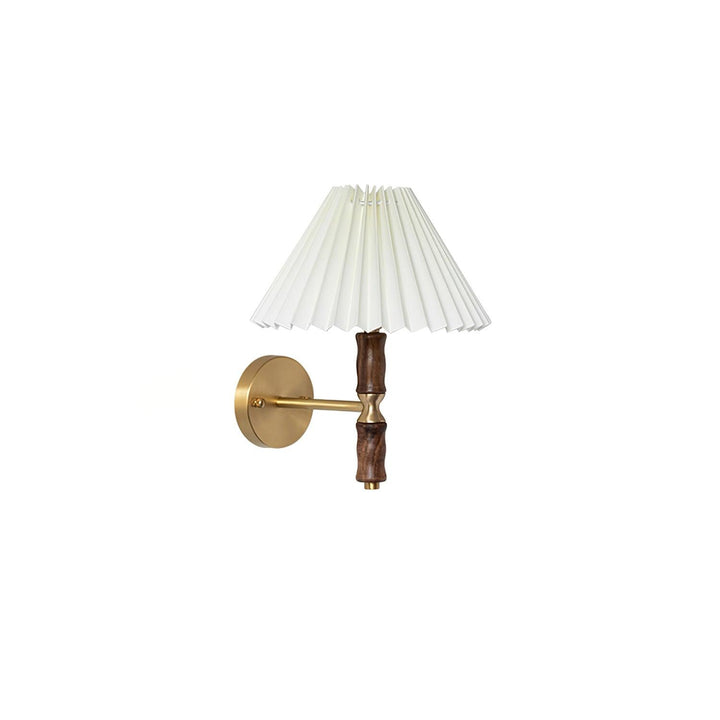 Plisserad Valnöt Vägglampa